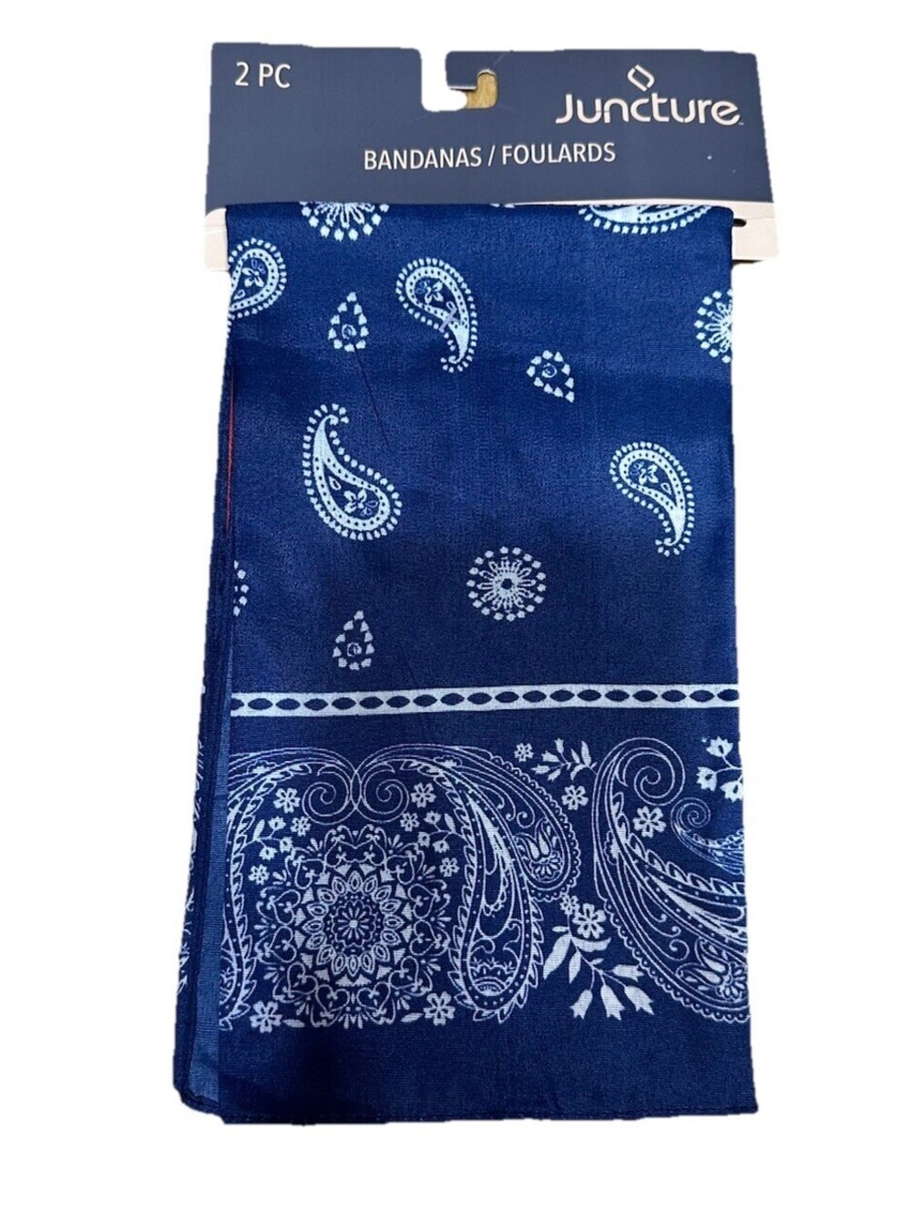 Juncture Bandanas 2 Pack Red Blue Paisley 20x20 Unisex 100% Polyester NWT